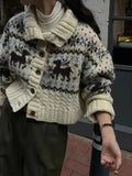 Buttoned Retro Printed Cardigan- Outfit