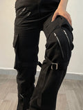 Zipper Strap Detail Cargo Pants-Outfit