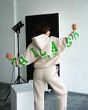 Women's Loose Leisure Back Print Thicken With Long-Sleeved Jacket Suit