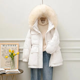 Real Raccoon Fur Collar New Winter Women Pocket 90% White Duck Down Jacket Female Thick Warm Parka Loose