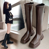 autumn and winter thick heel boots brown thin but knee boots high heel boots knight boots long thin boots women