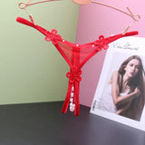Transparent Open-File Hot Thong Trousers Lady Low-Rise Open-End T-Thong Trousers Hollow Ultra-Thin Mesh