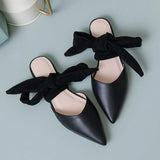 spring and summer new Korean version of Baotou pointed flat strap bow women's