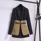 Dress 2025 High-End Temperament High Impact Belt Suit Splicing