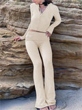 knit two-piece suit with zip and