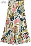 Print Long Skirts For Women Fashion 2023 High Waist Vintage Skirt Sets Summer Beach Midi Skirt Woman Flared Women's
