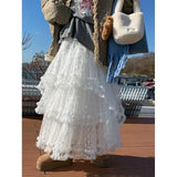 Fairy Lace Patchwork Ruffled Maxi SkirtOutfit