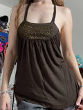 Sexy Lace Splicing Hanging Neck Bare Back A Sling Sling Vest Hottie Temperament Thin Knitting