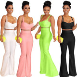 Fashion Suspenders Sexy Street Hipster Top Wide-leg Pants Suit Summer