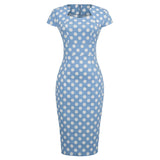 Dress for Women Printed Summer Yellow Bodycon Gowns 50s 60s Pin Up Office Retro Vintage Club Party Dress Evening