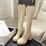 size women's boots, high-heeled fashion boots, women's legs, thick and thin, rear zipper, thick heel and high