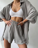 New Personalized Open Fork Mid-Sleeve Shirt Shorts