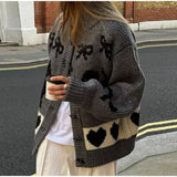 Bow Printed Knitted Cardigan- Outfit