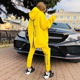 Women Elegant Zipper Sweatshirt Pullover & Elastic Waist Pants Tracksuit Casual Solid Sports Suit Autumn Winter Fleece 2pcs