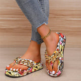 size graffiti sandals outer wear2022new thick bottom beach sandals women's shoes women's herringbone sandals chain