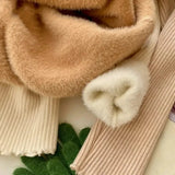 Solid Sweater Women Plus Velvet Knitted Pullovers Korean Fleece Thick Half High Collar Knitwear Basic Elastic Slim
