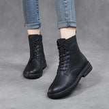 Leather Martin Boots Girl Retro Style British