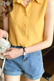 Women Shirt Sleeveless Womens Tops and Blouses Elegant Yellow Blouses for Women Basic Womens Blouses OL Clothes for
