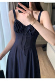 Elegant Sleeveless A Line Midi Dress Summer New Women Sexy Strap Lace Up Holiday Party Vestidos Female One Piece
