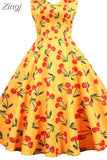 Summer Dress Women Sweet Peter pan Collar Vintage Elegant Music Note Print Slim Sleeveless Party Dresses