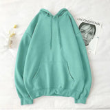 Cotton Hoodies Women Fashion Solid Color Casual Hooded Sweatshirt Streetwear Loose Hip Hop Pullover Hoodie Couple