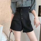 4Xl Suit Black Shorts Women High Waist Irregular Wide Leg Short Pants Office Lady Elegant A Line Loose Shorts Skirts