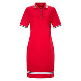 Woman T Shirt Polo Dress Oversize Short Sleeve Button Front Summer Patchwork Casual Polo Tshirt Vestidos Red Big Size