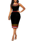 Fashion Vintage Polka Dot Plaid Print Splicing Bodycon Dress Sleeveless Office Elegant Sheath Evening Party Dresses