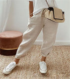 Women Cotton Trousers Pocket Tight Slacks Women's