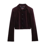 New Velvet Short Jacket With Belt
