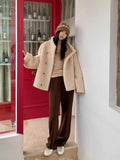 Winter Korean Style Coats Women's Stylish Jackets Fur Integrated Motorcycle Jackets Thickened Lamb Wool Quilted Short
