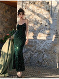 Women Sexy Sequin Strap Dresses 2023 Spring Summer Elegant Vintage Party Club Dress Korean Fashion One Piece