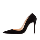 flock pumps fashion high shoes 8cm 10cm 12cm pointed thin heel shallow shoes party shoes ladies shoes QKOU001