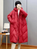 Winter Women 90% White Duck Down Long Jacket Hooded Casual Loose Warm Outwear Female Thick OverSize Puffer