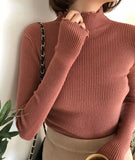 Spring Winter Fashion Slim Sweater Women Turtleneck Ruched Women Sweater High Elastic Solid Sexy Knitted Pullovers