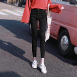 Women High Waist Elastic Skinny Denim Pencil Pants Mom Jeans Camisa Feminina Ladies Slim Casual Cropped pants Female