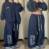 Navy Blue Printed Baggy SweatpantsOutfit