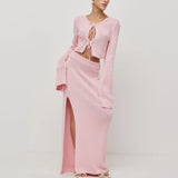 With High-Fork Dress Knitted Set Of Women's High-End