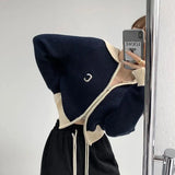 Y2K Knitted Cardigan Women Patchwork Cropped Sweater Coat Vintage Embroidery Knitwear Jackets Korean Jumper Outerwear