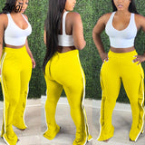 Striped Ruffle Casual Bodycon Sweat Pants Womens Joggers Elastic High Waist Trousers Women Pants Female Summer Ladies