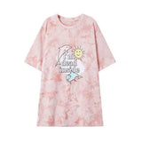 Women's Fashion T-shirt O-neck Short-sleeved Tie Qi Animal Print Wild Loose Harajuku Letter Sun Pink Dolphin Ladies
