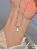 Silver Rhinestone Drop Decor Necklace- Outfit