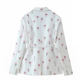 Women's Clothing 2025 Autumn And Winter Printing Loose Suit Tie With Waist Small Suit