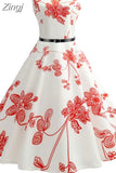 Women Summer Dress Floral Print Retro Vintage 1950s 60s Casual Party Office Robe Rockabilly Dresses Vestido