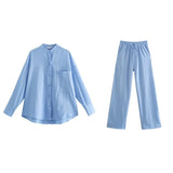 Women Pants Suit Spring Casual Solid Suit Female Long Sleeve Shirt Tops & Trousers Two Piece Sets New
