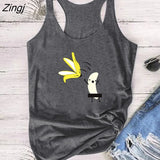 Casual Banana Printed Funny Tanks Tops Summer Tops for Women 2020 Sexy Sleeveless Slim Short Tanks Ladies Vest