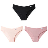 3PCS/Set Women's Panties Striped Cotton Underwear Solid Color Briefs Low-Rise Soft Panty Women Underpants Female