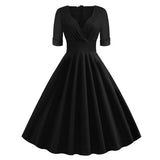 Dot Printed Summer Women Casual Vintage Dress Short Sleeve V Neck A Line Swing Pin Up Rockabilly Sundress 50s 60s