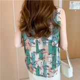 Womens Tops Floral Shirts and Blouses Women 2023 Summer Fashion Female Clothing OL Women's Blouse Sleeveless Thin
