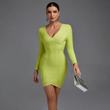Long Sleeve Bandage Dress Green Bodycon Dress Evening Party Elegant Sexy Birthday Club Outfit 2022 Autumn Winter
